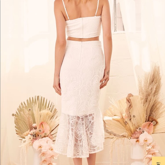 Lulu’s Perfect Plus One White Lace High-low Two-piece Dress - Picture 3 of 9